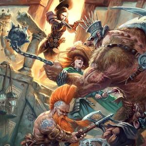 Grupo de aventureros en combate. (Otro de los RPGs más conocidos Warhammer JDR)